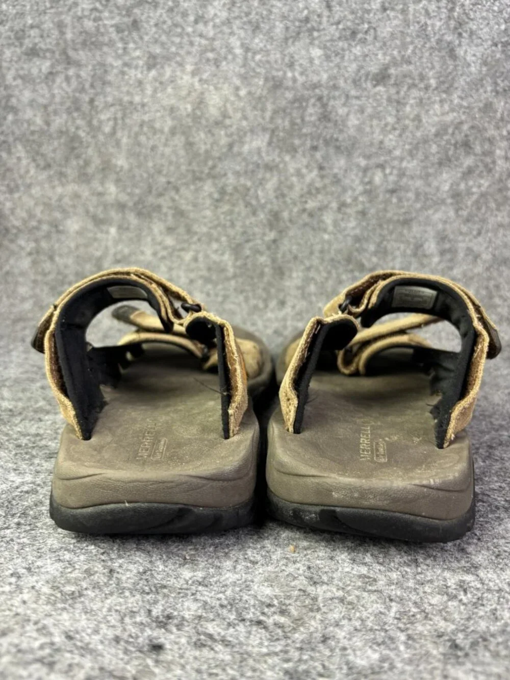 Merrell‎ Sandals Mens Size 7 Brown Suede Slide Adjustable Strap Shoes Comfort